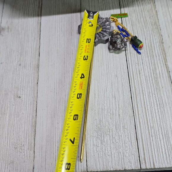 Handmade Fallout Vault Inspired Hair Stick Helmet, Mini Nuke, and +2 Rad Charms - Picture 6 of 14